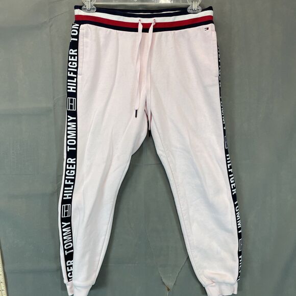 Tommy Hilfiger Pink Joggers Logo Sweatpants Pants Size M Medium - Picture 1 of 8